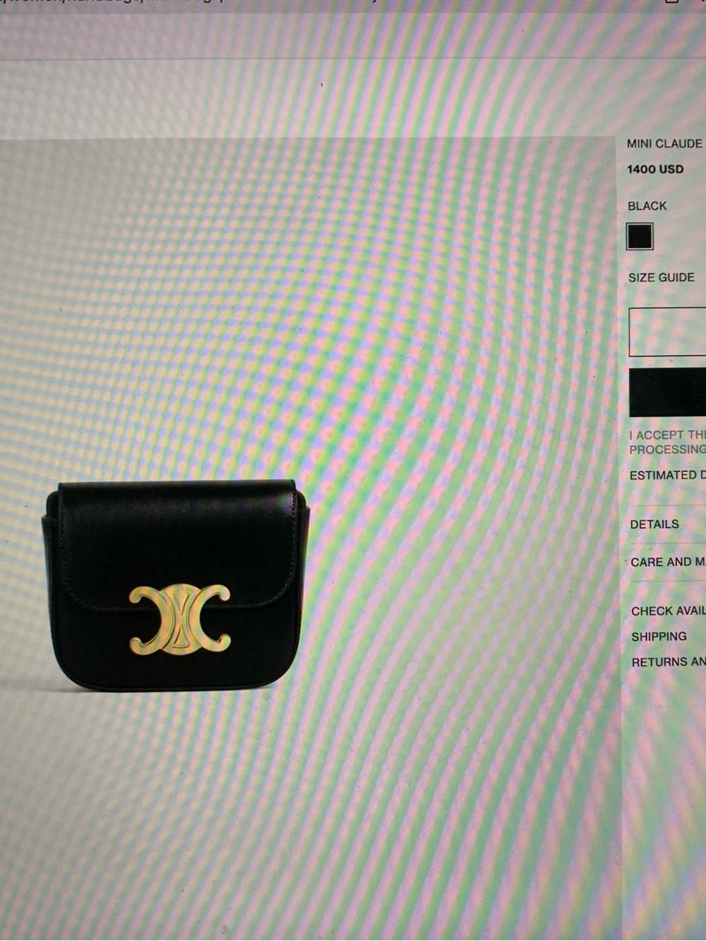 Celine Black Leather Mini Shoulder Bag with Gold Triomphe Hardware - Picture 5 of 5